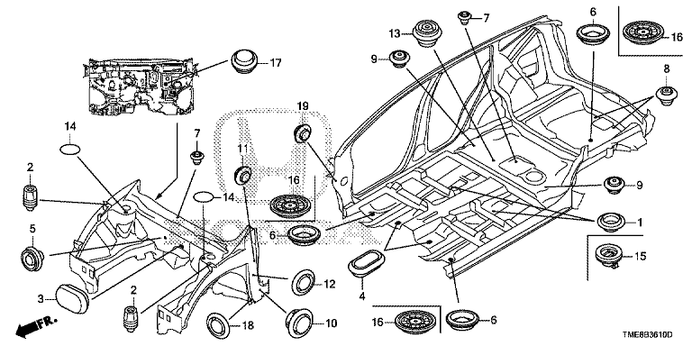 B3610 B-36-10 GROMMET(FRONT) – HONDA CR-V RW/RT 2016-2021