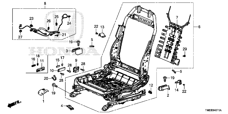 B-40-11 FRONT SEAT COMPONENTS(R.) (POWER SEAT)(1) – HONDA CR-V RW/RT 2016-2021